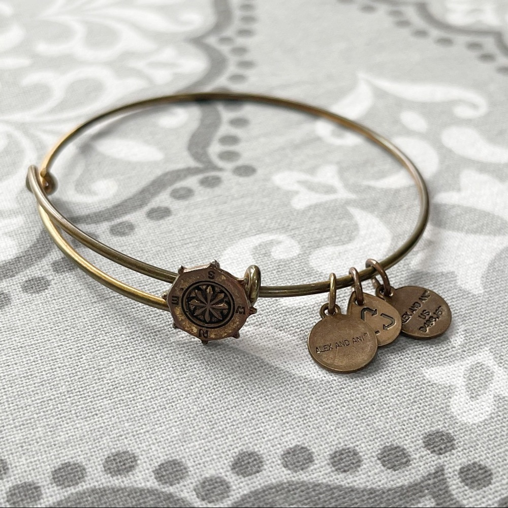 Alex & Ani Gold Compass Slider Bracelet